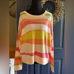 WISPR by Brodie Bright Multicolor Oversized V-Neck Sweater Silk Blend SZ S NWT